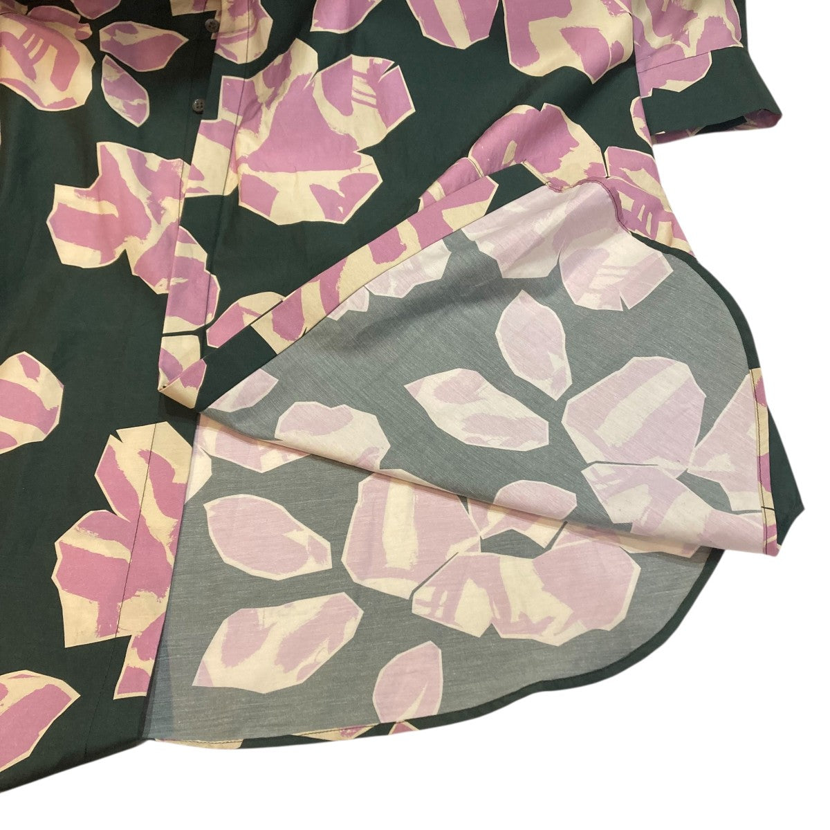oversized 2 shirt paper cuts greenロングシャツ