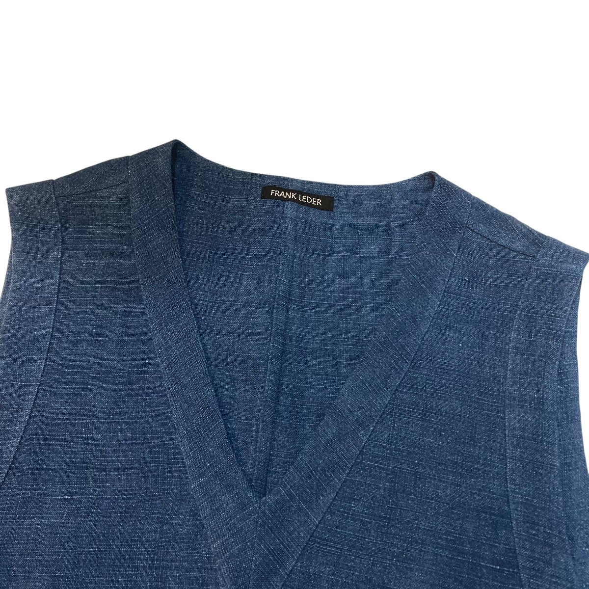 FRANK LEDER インディゴリネンベスト with チェストポケットベスト 古着・中古-3枚目のアイテム画像