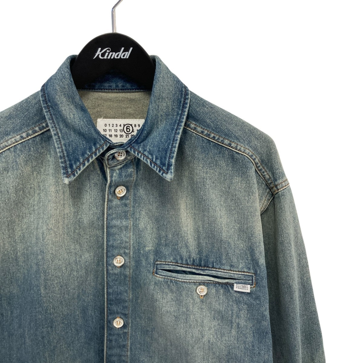 MM6 Maison Margiela Blue Denim 11oz Long-sleeved Shirtデニムジャケットsh0dt0044 古着・中古-3枚目のアイテム画像