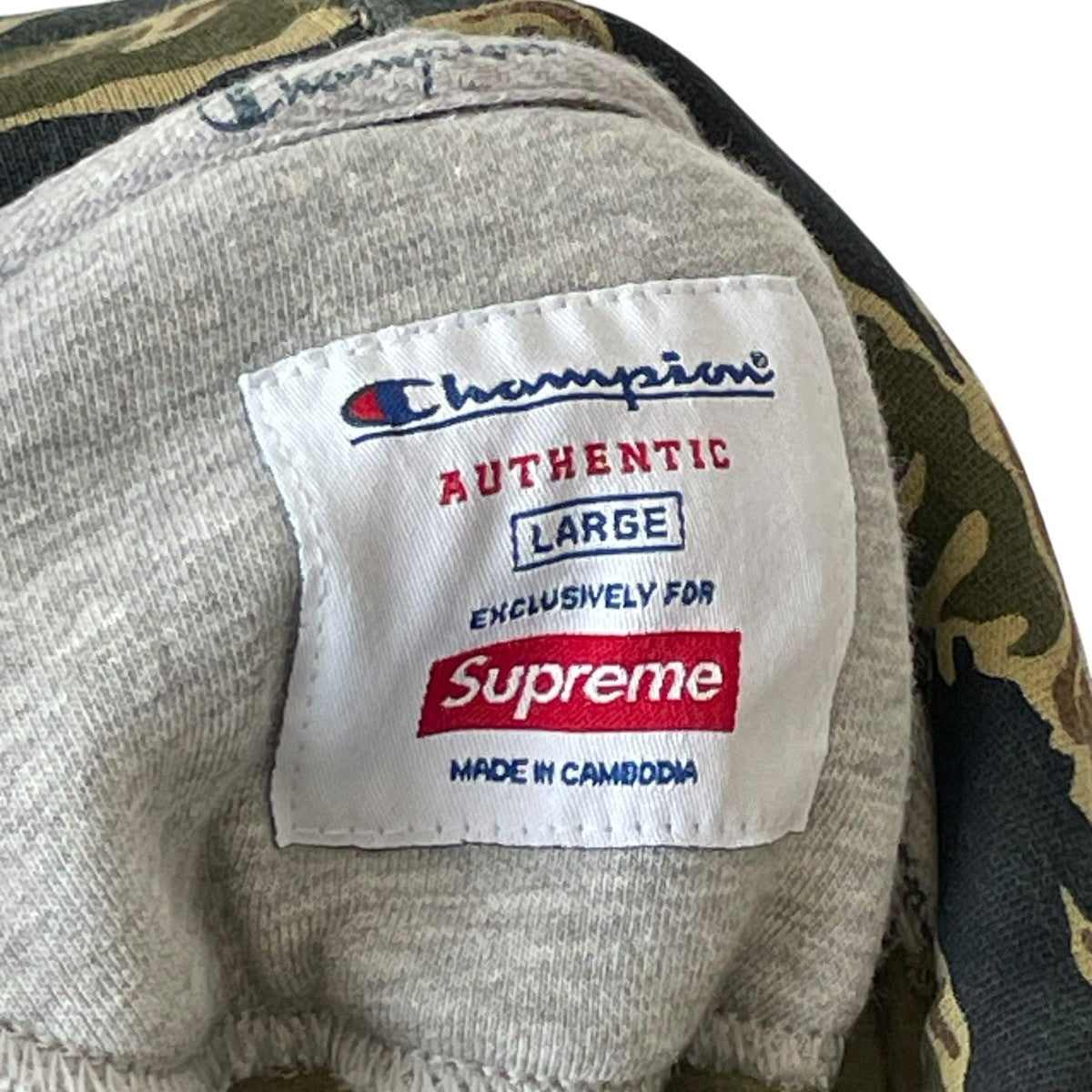 Supreme×Champion 15AWTiger Camo Pulloverパーカー 古着・中古-5枚目のアイテム画像