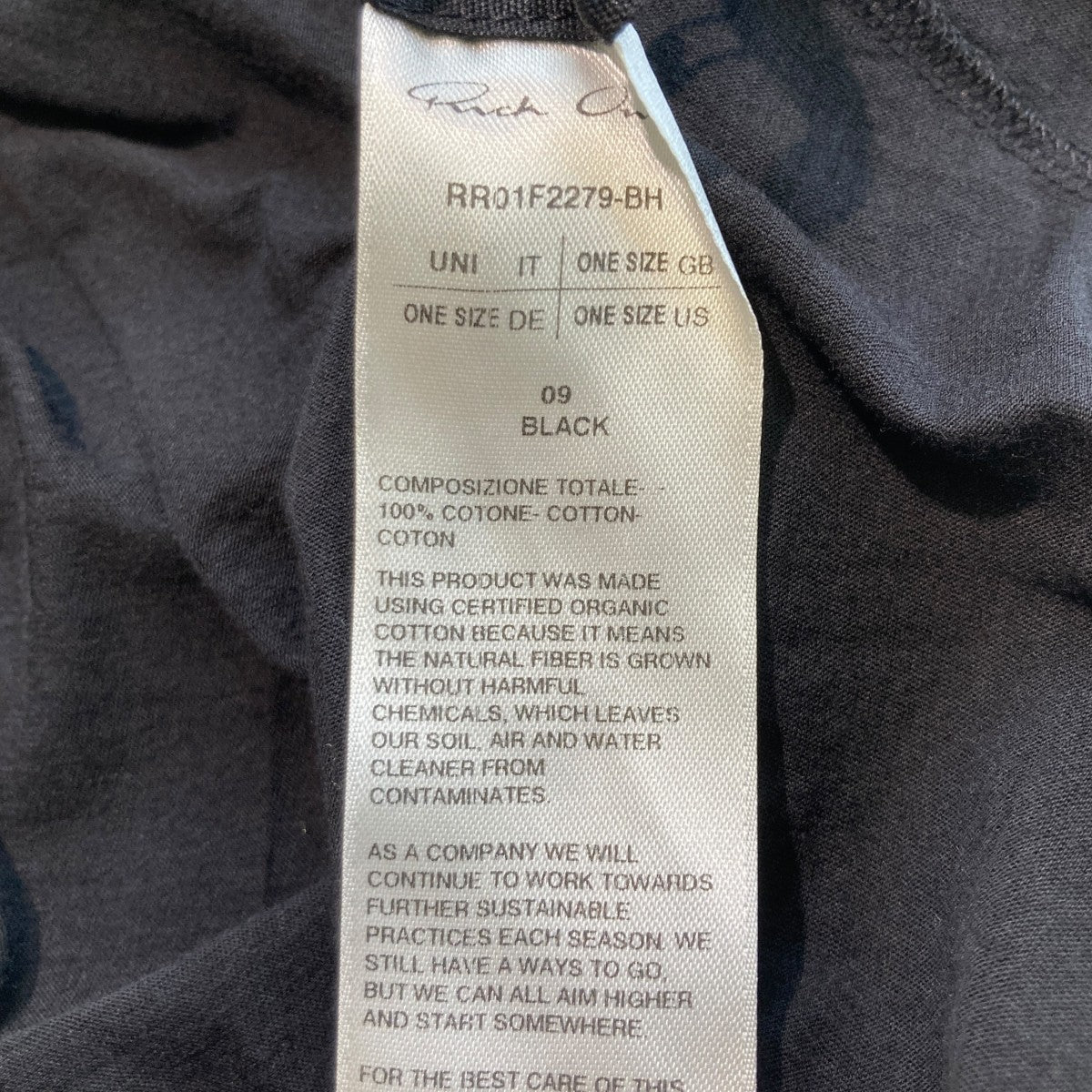 RICK OWENS 26SSV TOMMY TVネック TシャツRR01F2279BH 古着・中古-5枚目のアイテム画像