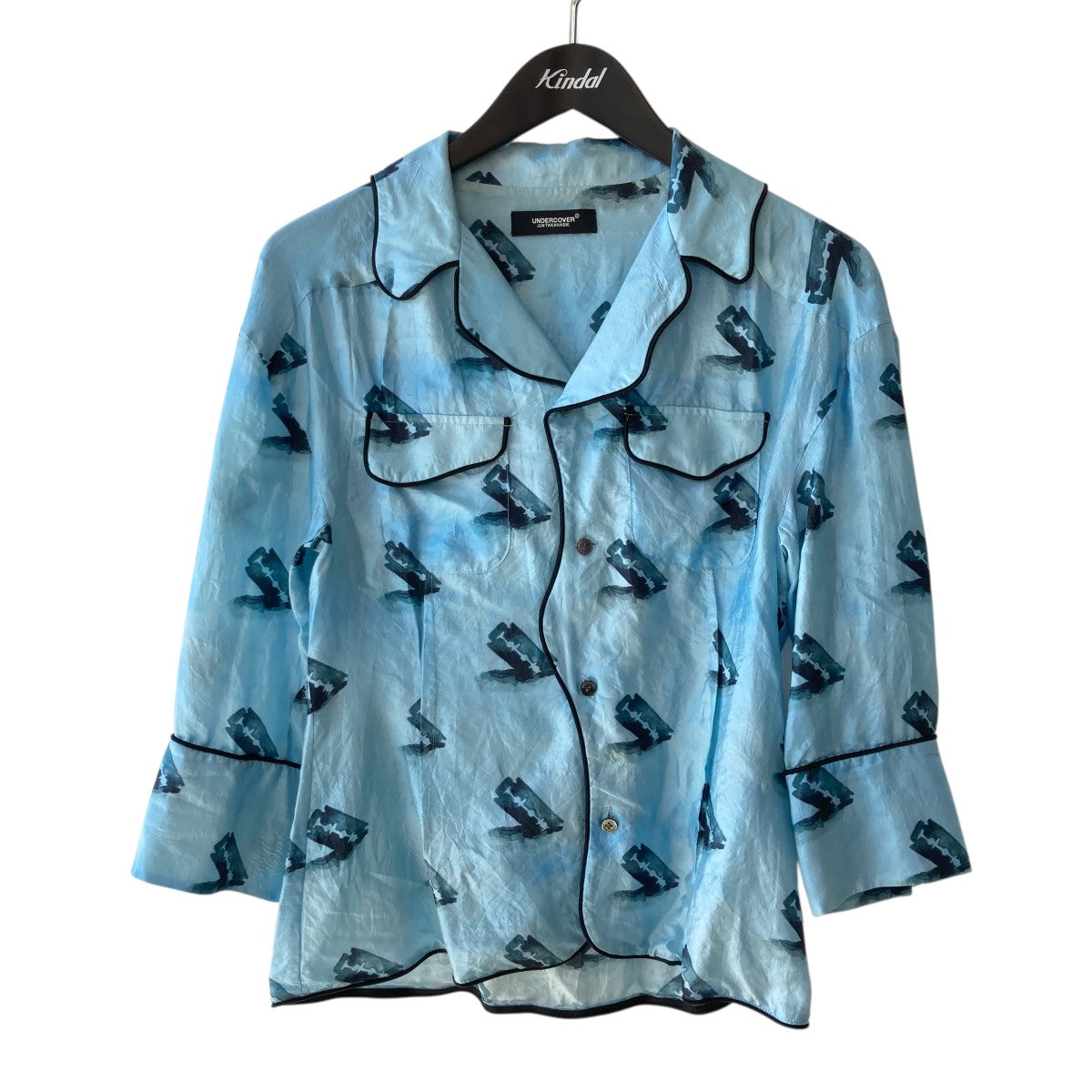 UNDERCOVER Double Edge Razor Printed Shirt総柄シルクシャツUC1B1402 古着・中古-1枚目のアイテム画像