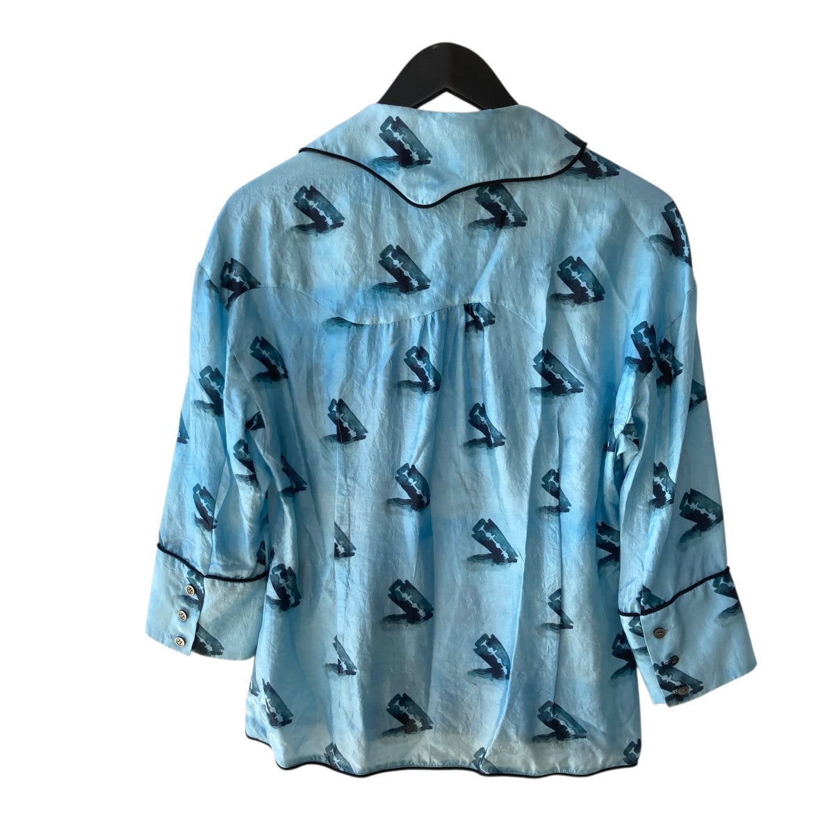 UNDERCOVER Double Edge Razor Printed Shirt総柄シルクシャツUC1B1402 古着・中古-2枚目のアイテム画像