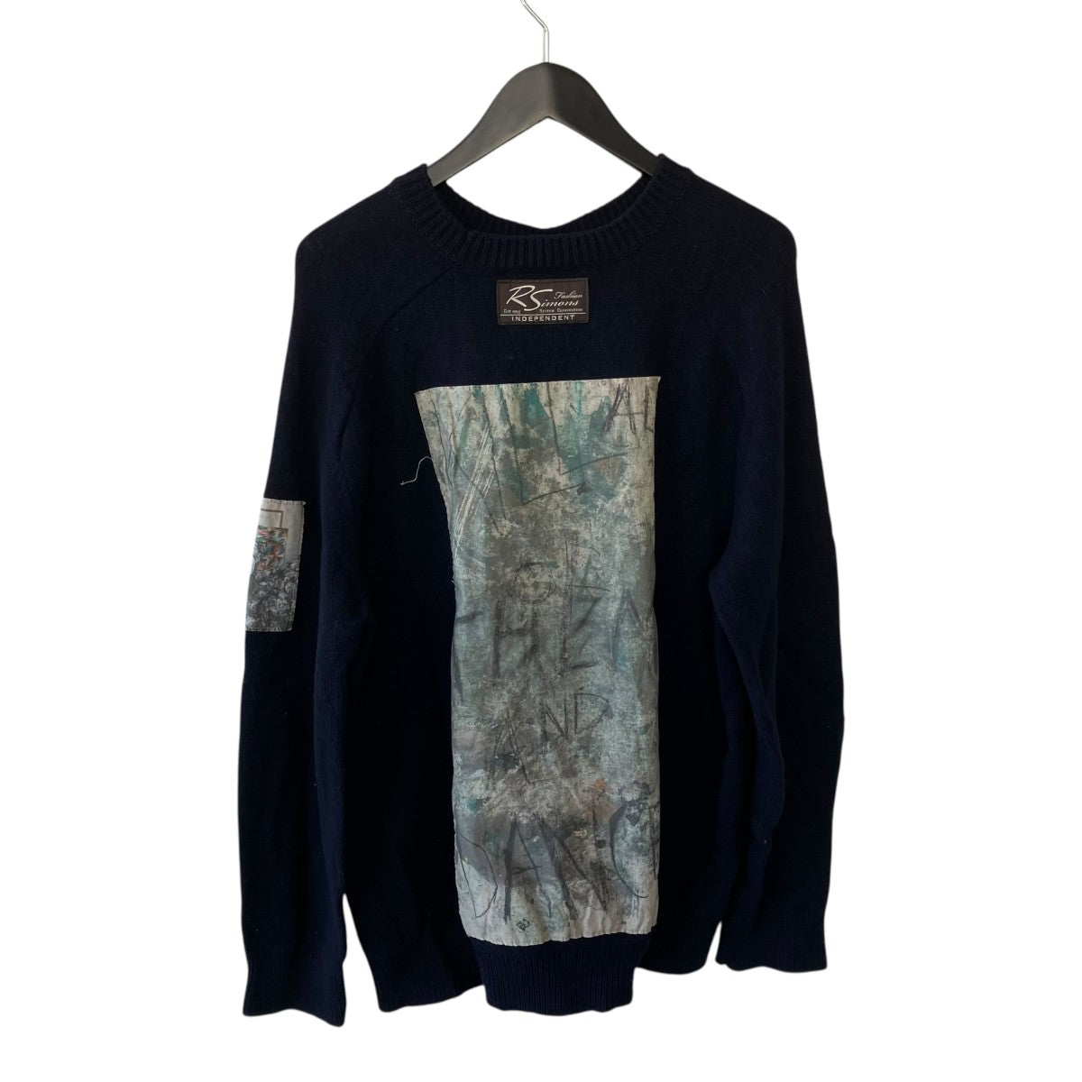 RAF SIMONS Light roundneck hammersleeve sweater with patchesニット 古着・中古-2枚目のアイテム画像
