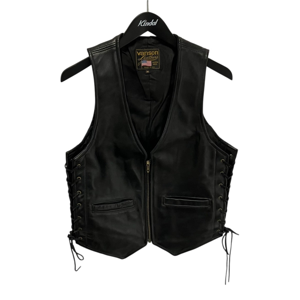 VANSON サイドレースアップベスト 古着・中古-1枚目のアイテム画像