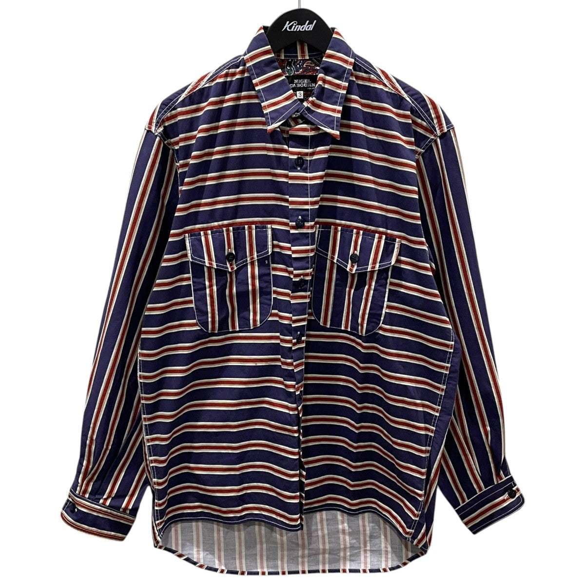 NIGEL CABOURN マルチカラーストライプワークシャツ NC-079137 古着・中古-1枚目のアイテム画像