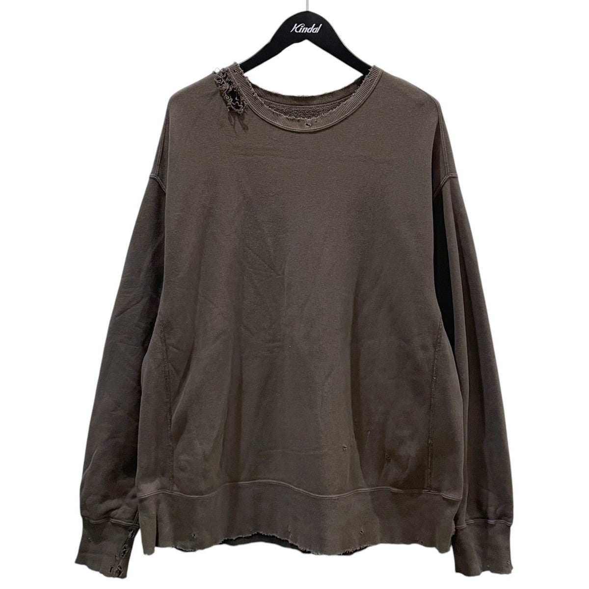 ANCELLM 23SS 加工スウェットトレーナー DYED DAMAGE SWEAT SHIRT ダイド ダメージ スウェットシャツ ANC-CT14 古着・中古-1枚目のアイテム画像