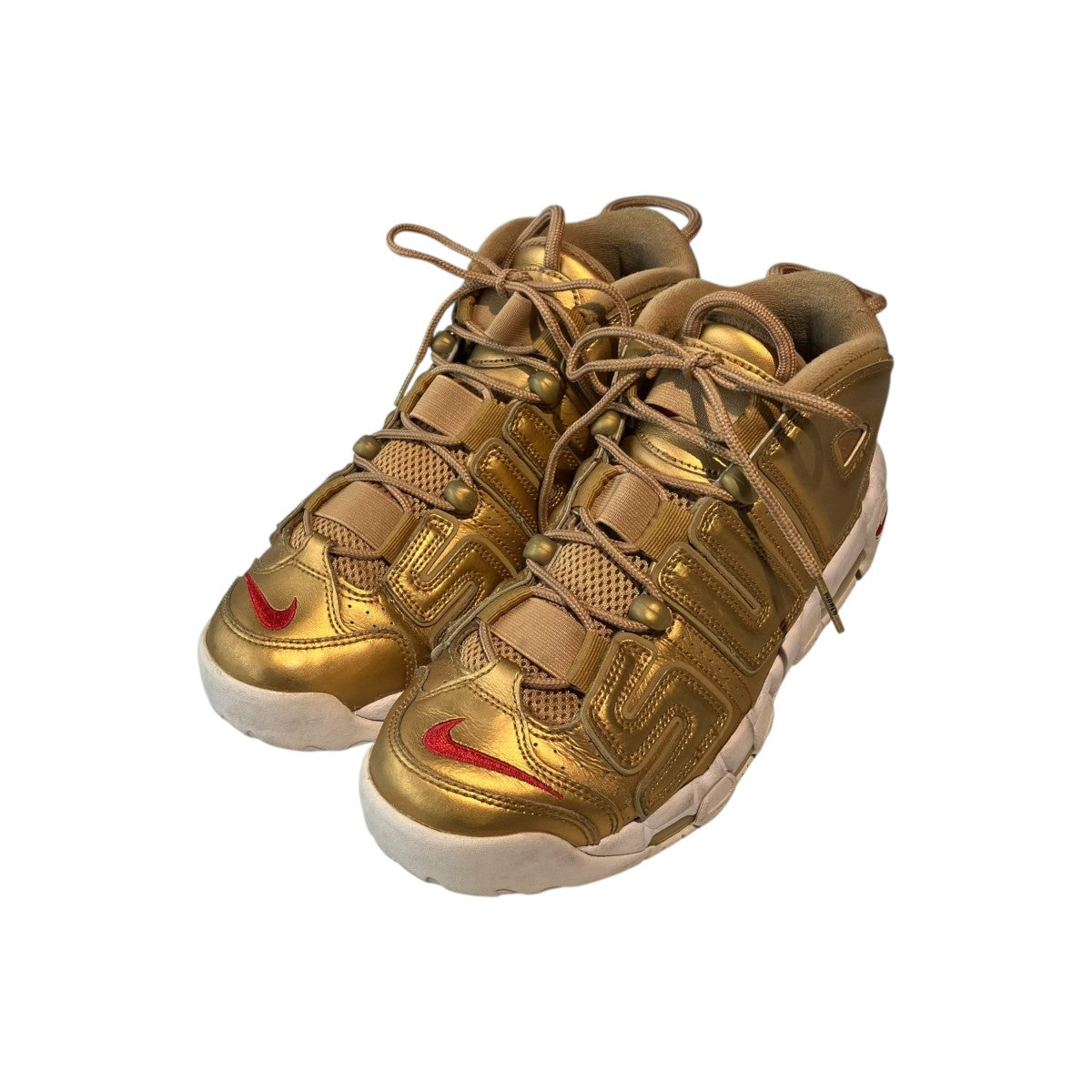 NIKE×Supreme Air More Uptempo Metallic Goldスニーカー902290-700 古着・中古-1枚目のアイテム画像