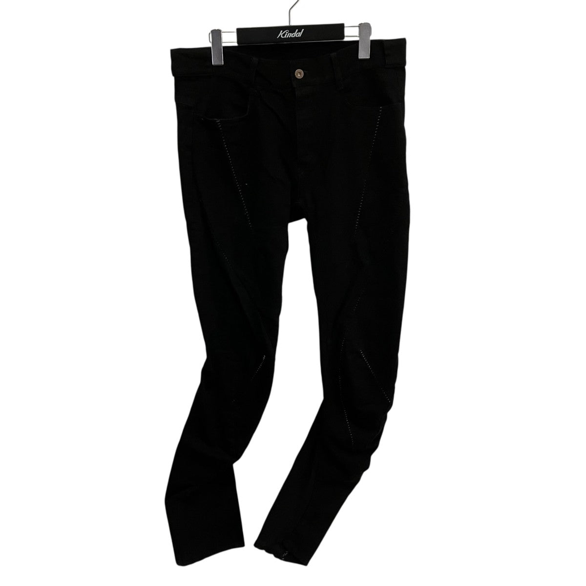 D．HYGEN D．HYGEN Patchwork Jacquard Stretch Slim Pants Black SCABパンツS7107-0225A 古着・中古-1枚目のアイテム画像