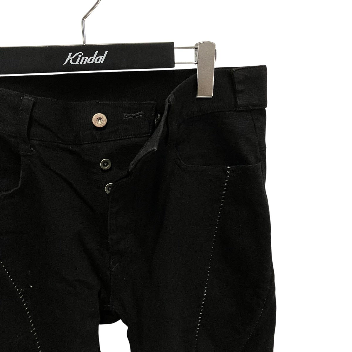 D．HYGEN D．HYGEN Patchwork Jacquard Stretch Slim Pants Black SCABパンツS7107-0225A 古着・中古-3枚目のアイテム画像