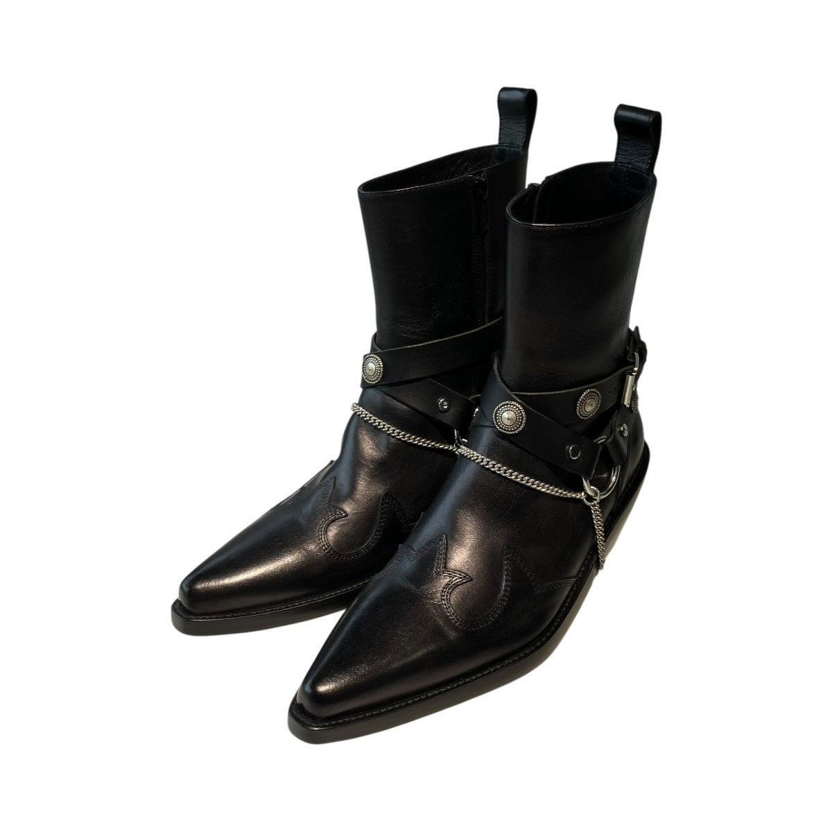 ANN DEMEULEMEESTER IEVA SANTIAGS ANKLE BOOTS WITH BELTSジョッパーブーツ2502-W-A06-LT168-099 古着・中古-1枚目のアイテム画像