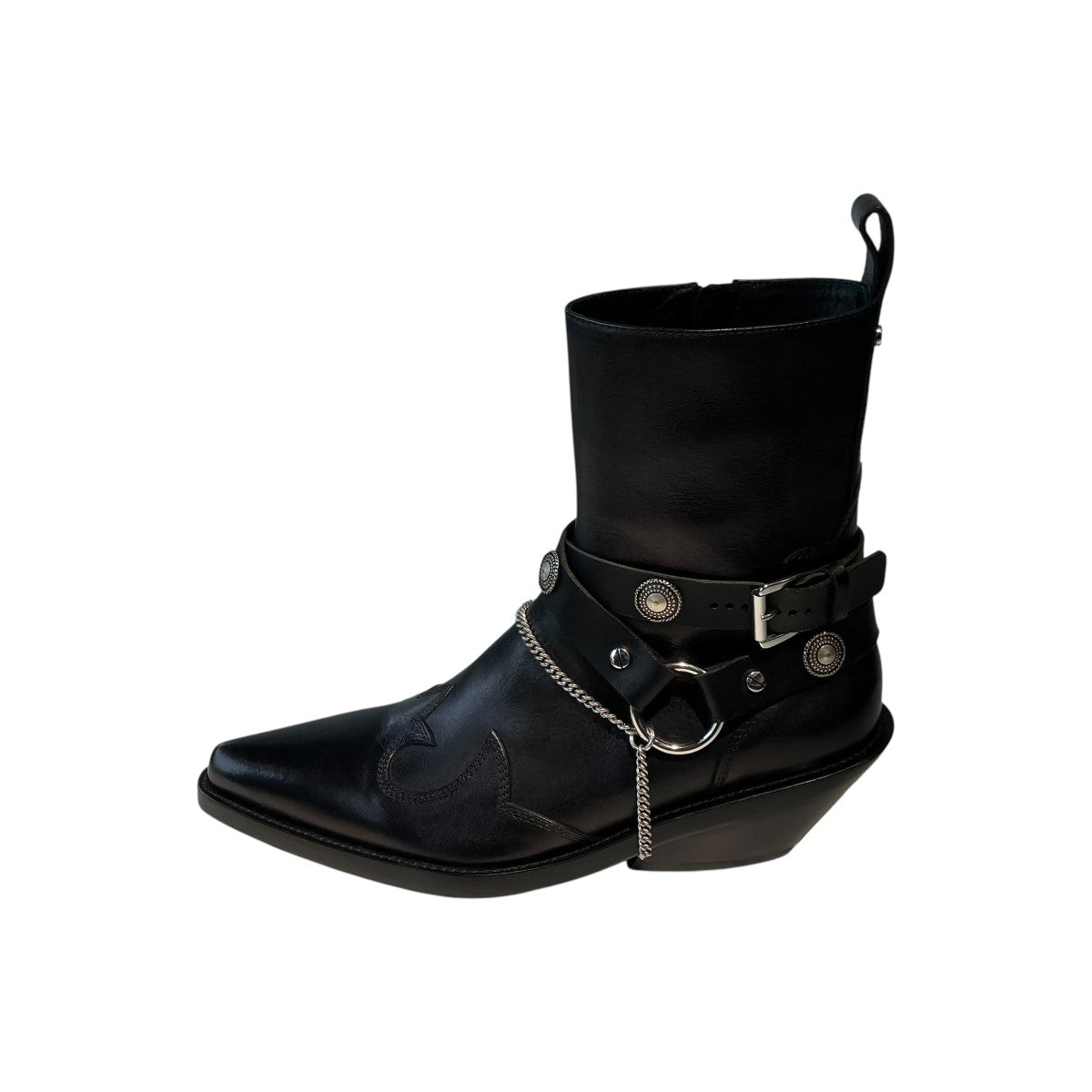 ANN DEMEULEMEESTER IEVA SANTIAGS ANKLE BOOTS WITH BELTSジョッパーブーツ2502-W-A06-LT168-099 古着・中古-2枚目のアイテム画像