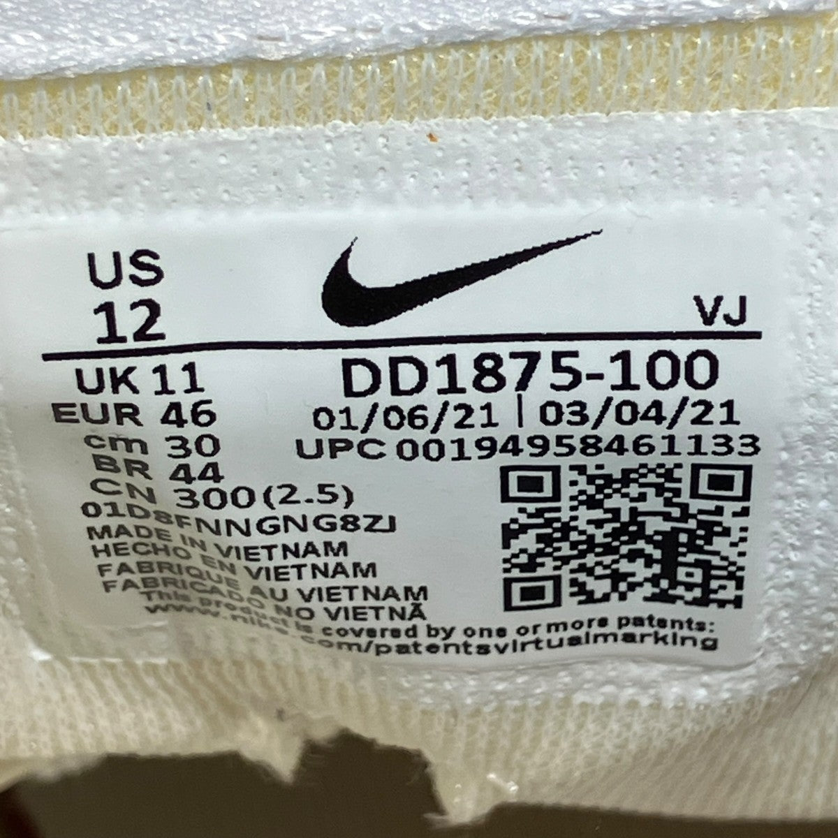 NIKE×sacai Vapor Waffle White GumスニーカーDD1875-100 古着・中古-6枚目のアイテム画像