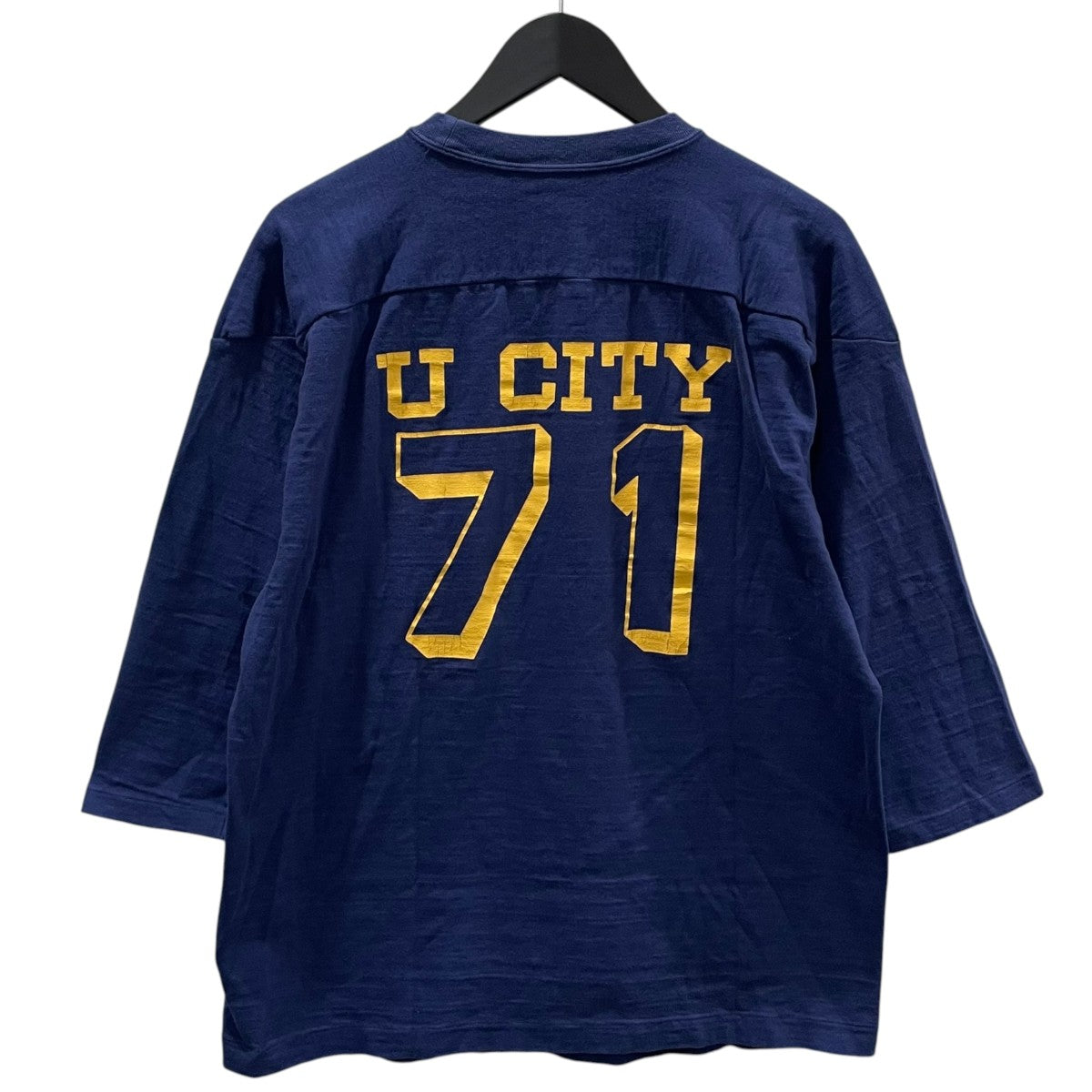 WAREHOUSE 25SS クラックプリント7分袖カットソー フットボールTシャツ U CITY 4063 古着・中古-2枚目のアイテム画像