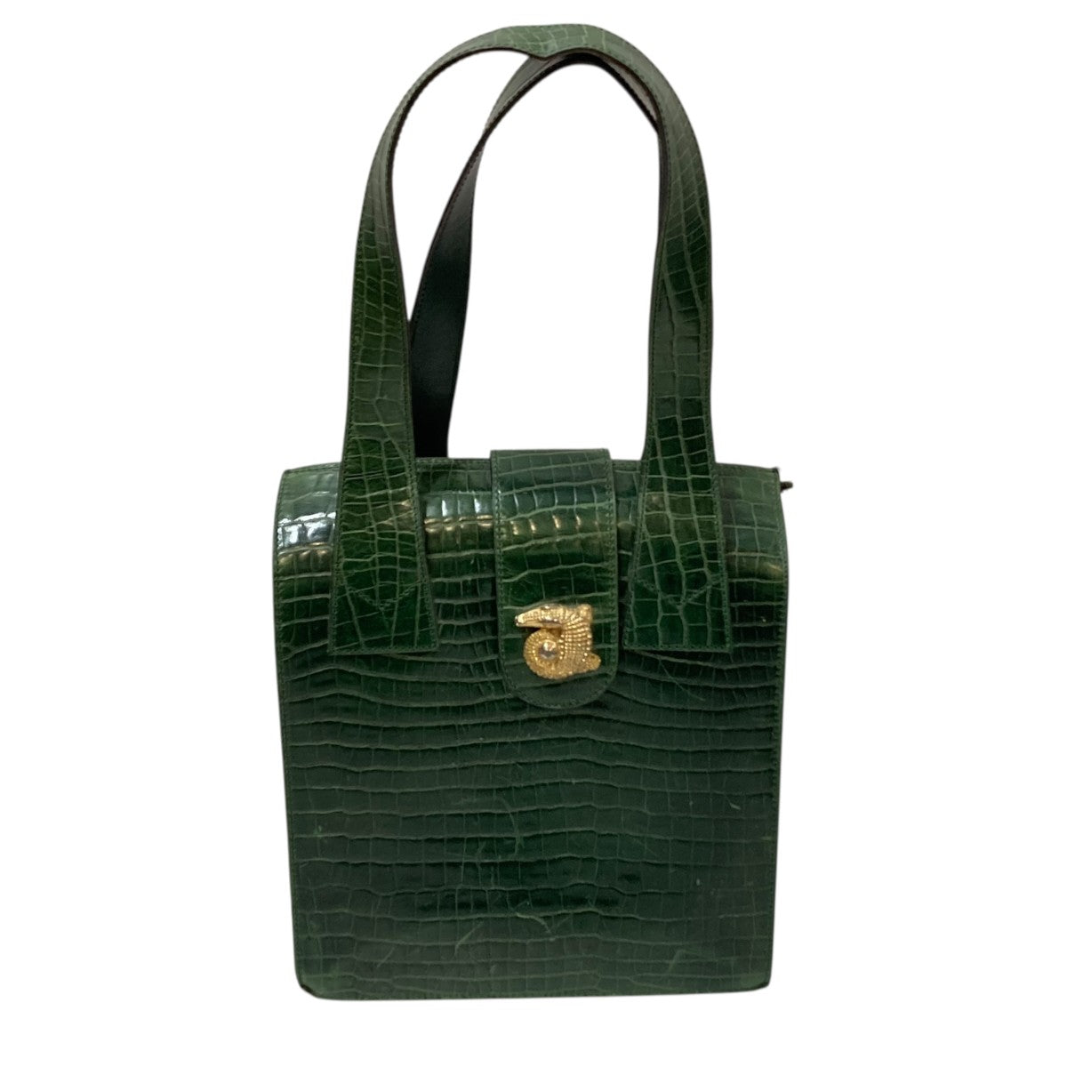 OLD CELINE クロコ型押しハンドバッグF/01 古着・中古-1枚目のアイテム画像