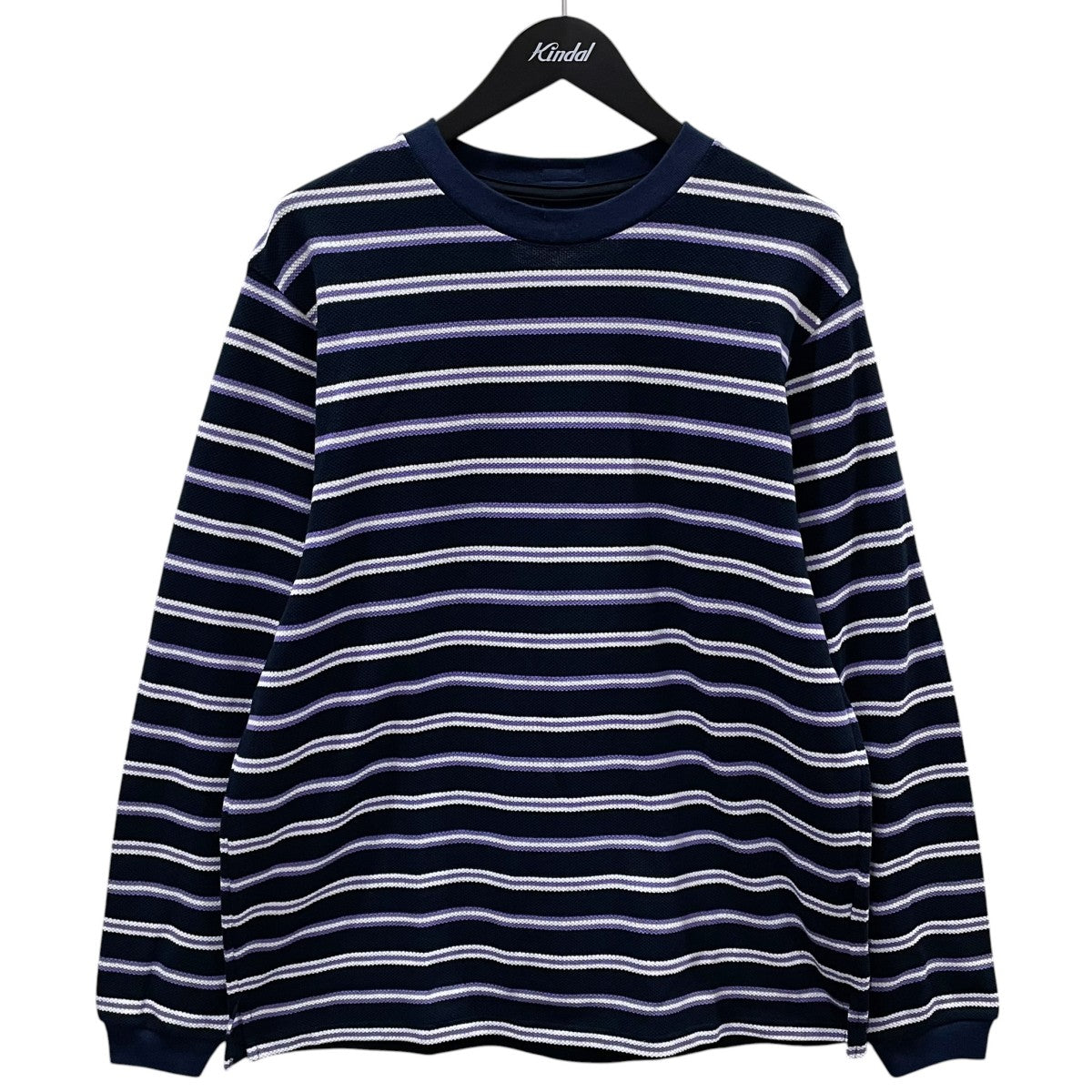 JOHN MASON SMITH 26SS ボーダー柄カットソー COTTON PIQUE L／S T-SHIRT コットン ピケ ロングスリーブ ティーシャツ 26SCT-#240S 古着・中古-1枚目のアイテム画像