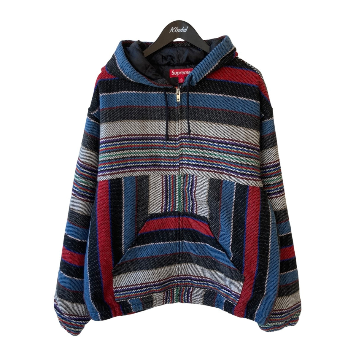 woven stripe hooded jacketジップパーカー