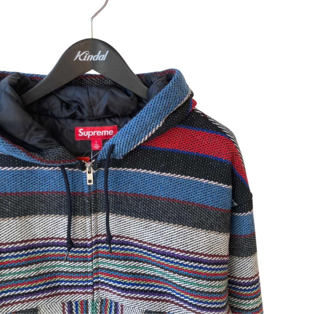 woven stripe hooded jacketジップパーカー