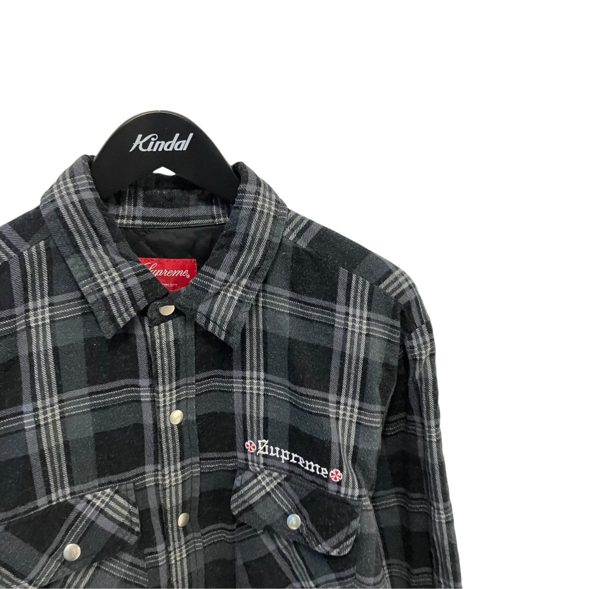 Supreme×INDEPENDENT Quilted Flannel Shirtチェックネルシャツ