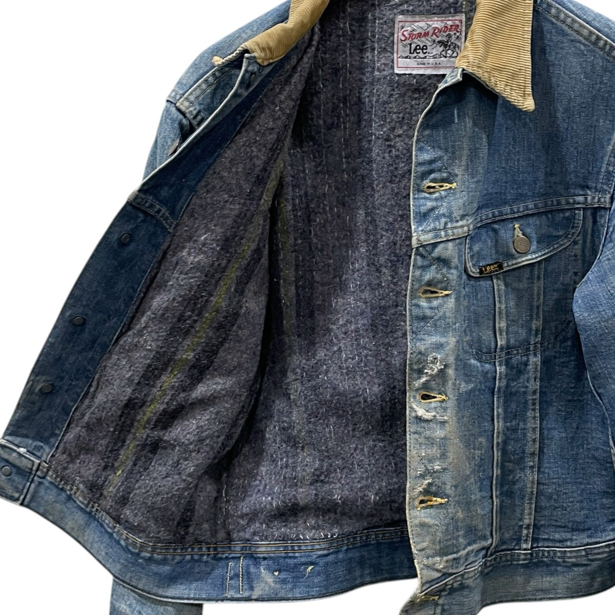 LEE 70s コーデュロイ襟 ブランケットライナー デニムジャケット 101LJ STORM RIDER ストームライダー 古着・中古-3枚目のアイテム画像
