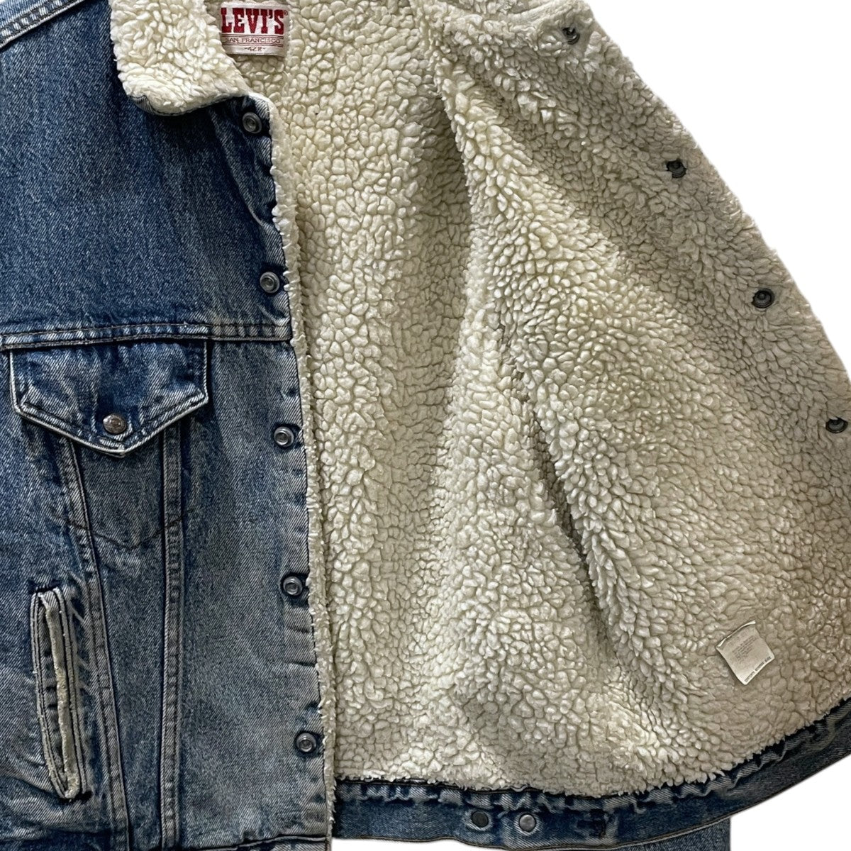 内ボアデニムジャケット Sherpa-Lined Denim Trucker Jacket シェルパラインドデニムトラッカージャケット MADE IN USA ボタン裏527 70508-0217
