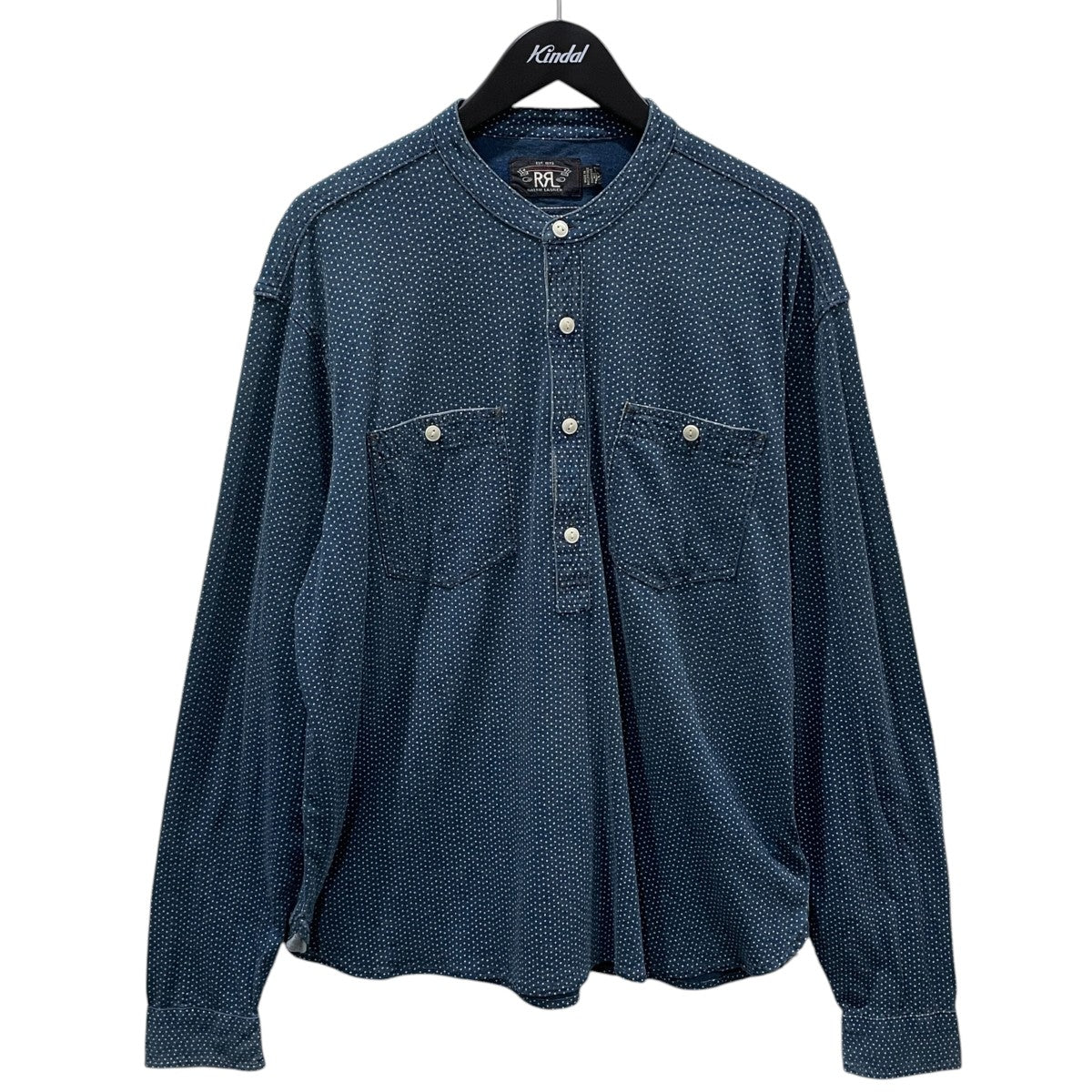 ドット柄バンドカラープルオーバーカットソー Polka-Dot Jersey Popover Workshirt ポルカドット ジャージ ポップオーバー ワークシャツ