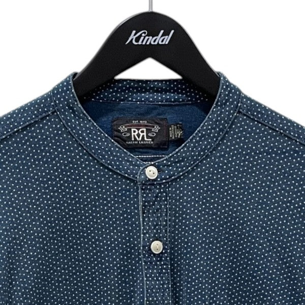 ドット柄バンドカラープルオーバーカットソー Polka-Dot Jersey Popover Workshirt ポルカドット ジャージ ポップオーバー ワークシャツ