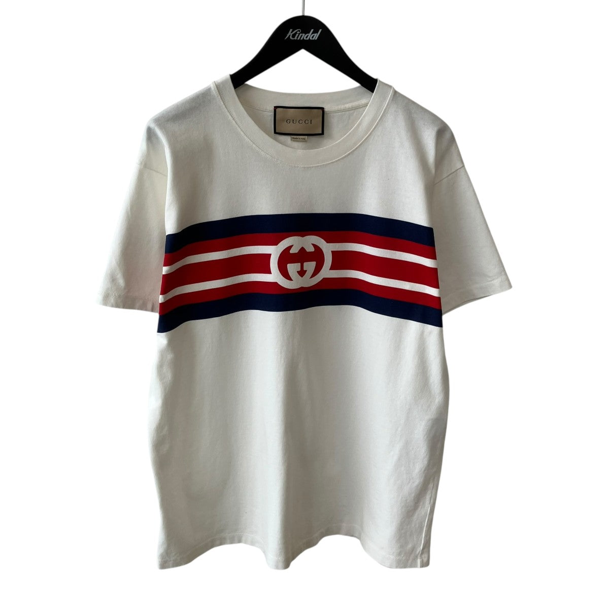 GUCCI Interlocking G Stripe Print TeeTシャツ616036 XJDAG 古着・中古-1枚目のアイテム画像