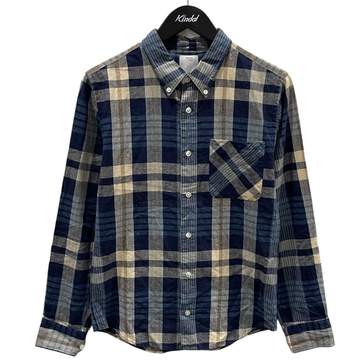 12SS チェック柄ボタンダウンシャツ BECHER SHIRT B．D． L／S (COTTON／LINEN) ベッチャー シャツ ボタンダウン ロングスリーブ 0112105011021