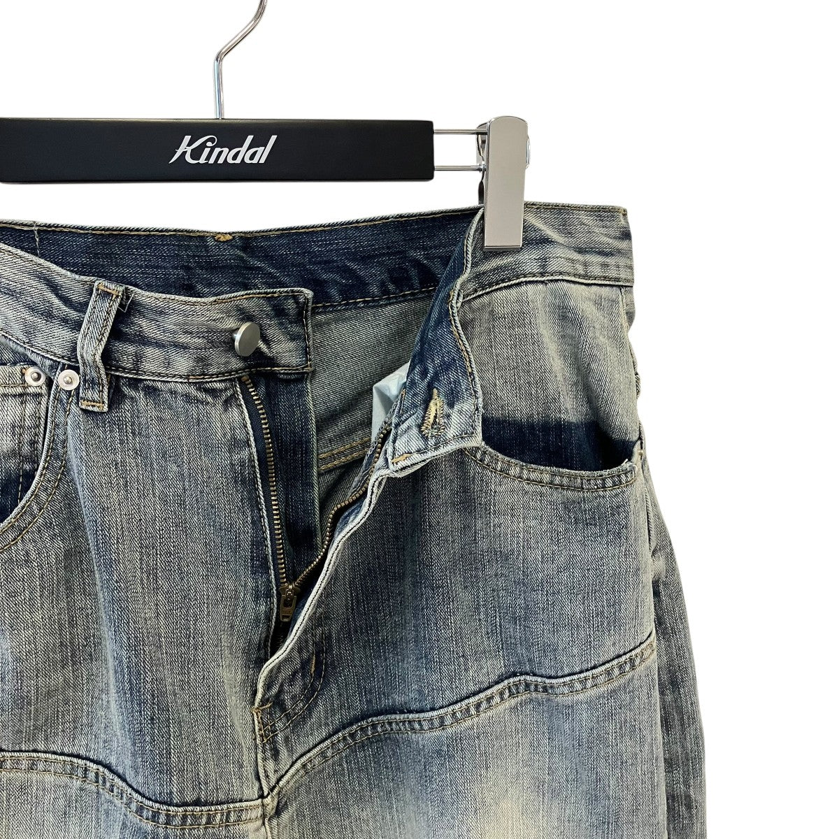 BLUE WIDE BIKER JEANSデニムパンツ