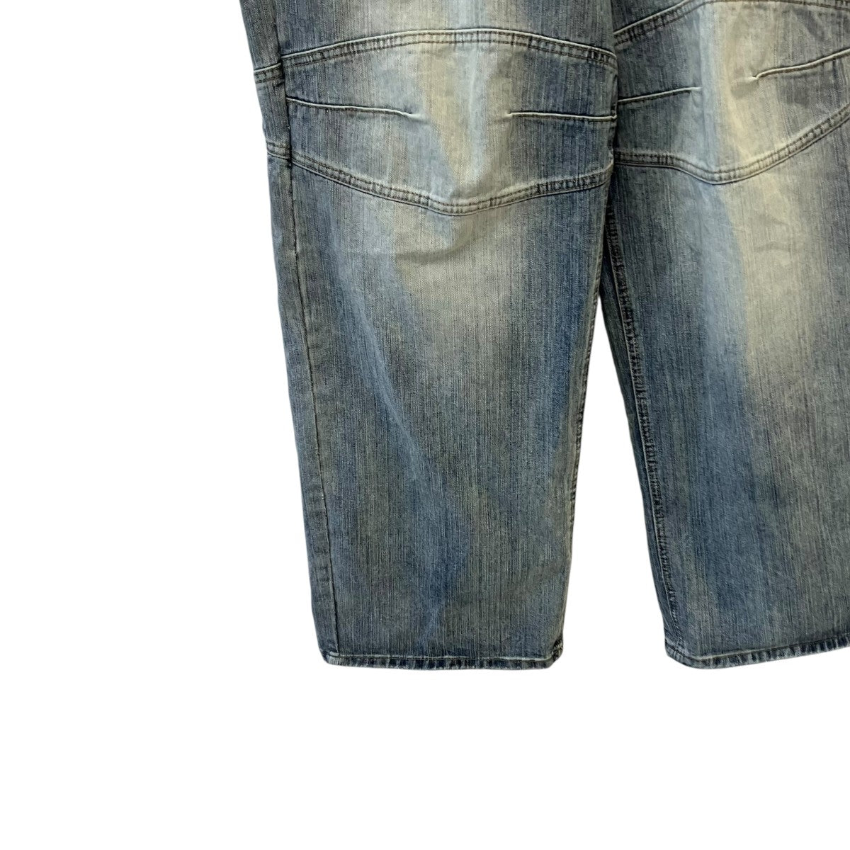 BLUE WIDE BIKER JEANSデニムパンツ
