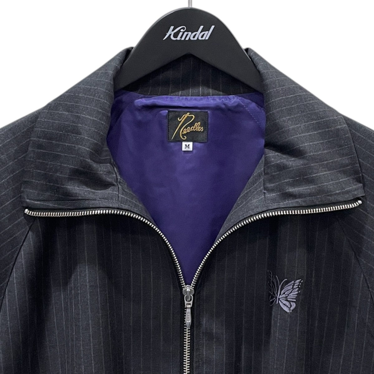 美品　エンフォルド　ウール、ポリエステル　BOX ワイド　ジャケット　ストライプ Needles(ニードルズ) 24AW ストライプ柄ジップアップジャケット Track