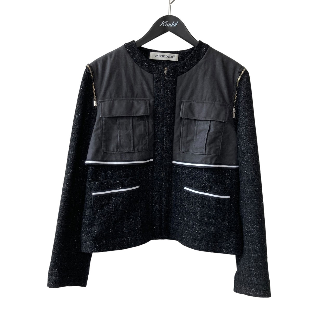 Tweed Glitter Wool Blend Jacketジップジャケットup2e1103