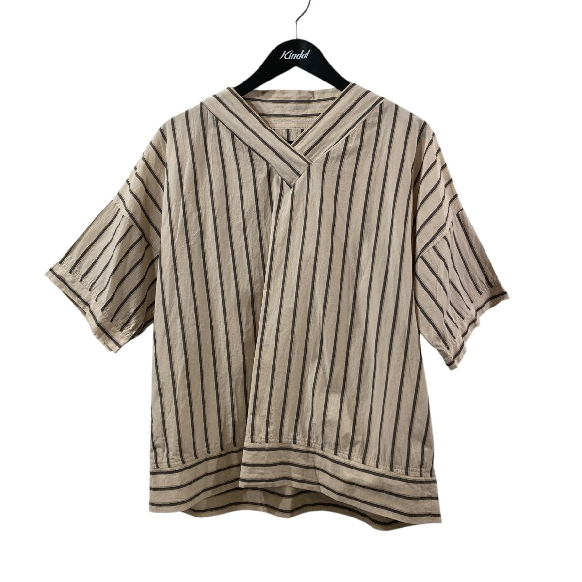 WASHED STRIPED COTTON SHORT SLEEVE TOP 90ストライプ半袖シャツWCG 5