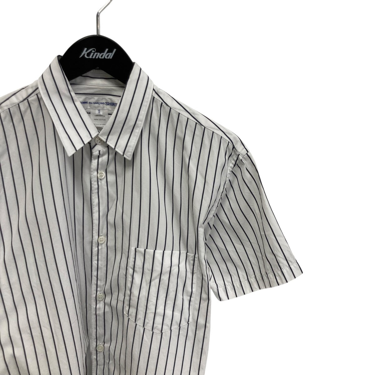 FOREVER Yarn Dyed Cotton Stripe Poplinストライプ半袖シャツFZ-B075
