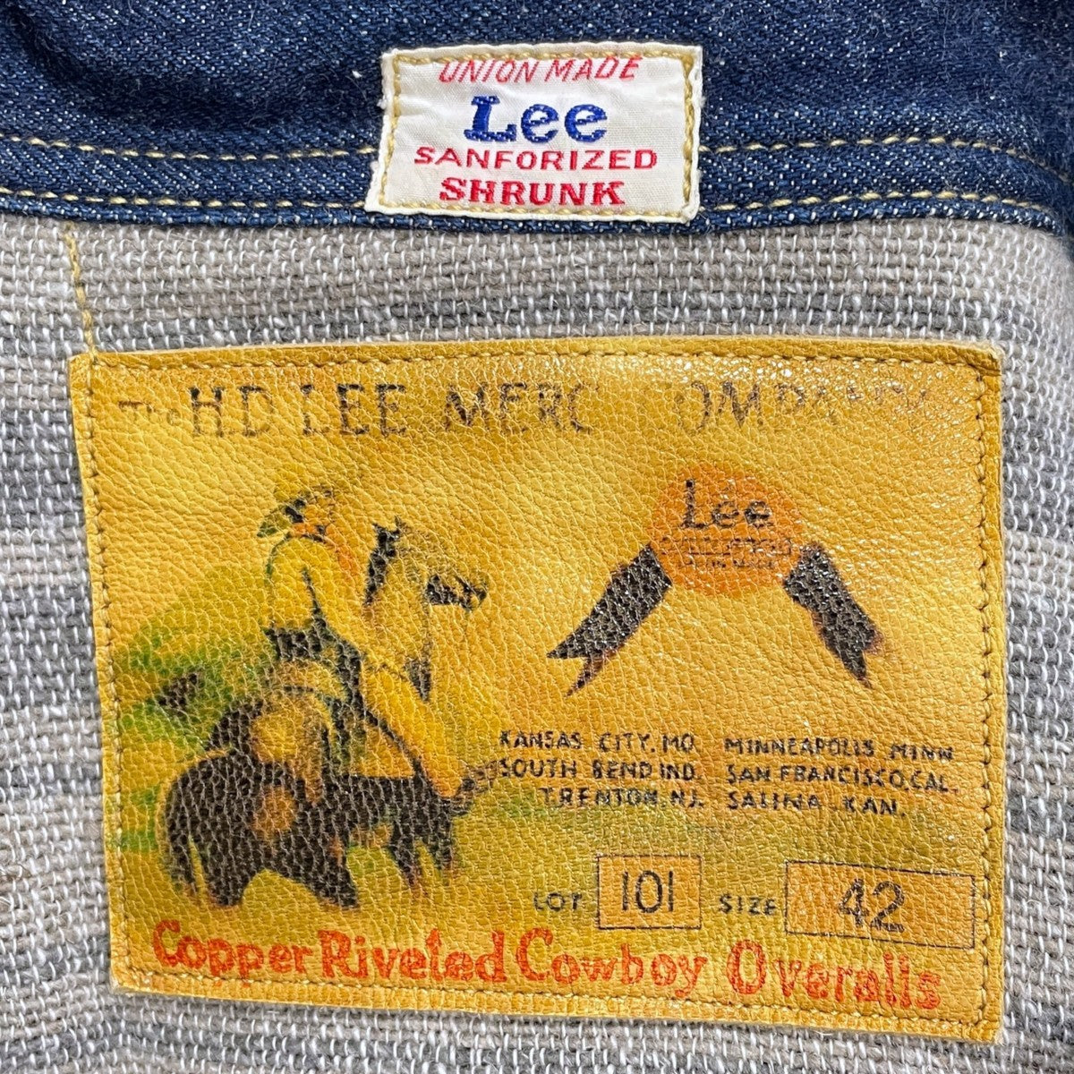 LEE×WAREHOUSE ブランケットライニング デニムジャケット LINED-COWBOY JACKET ラインド カウボーイ ジャケット 101J 古着・中古-8枚目のアイテム画像