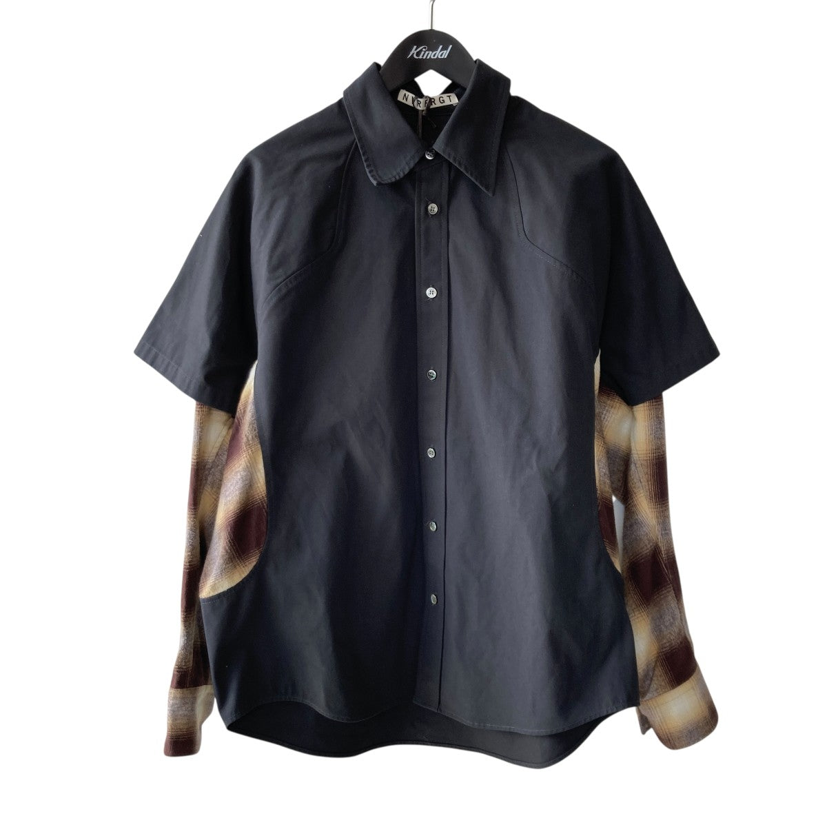 24AWPANELLED DOUBLE LAYER LONG SLEEVE SHIRTレイヤード長袖シャツNF242S01