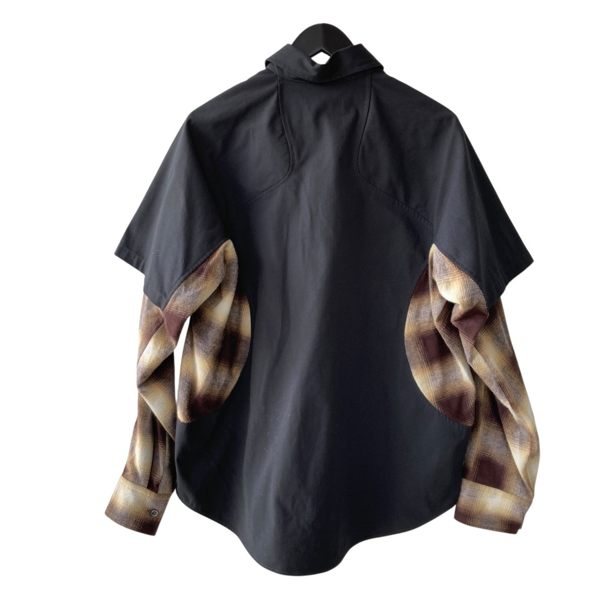 24AWPANELLED DOUBLE LAYER LONG SLEEVE SHIRTレイヤード長袖シャツNF242S01