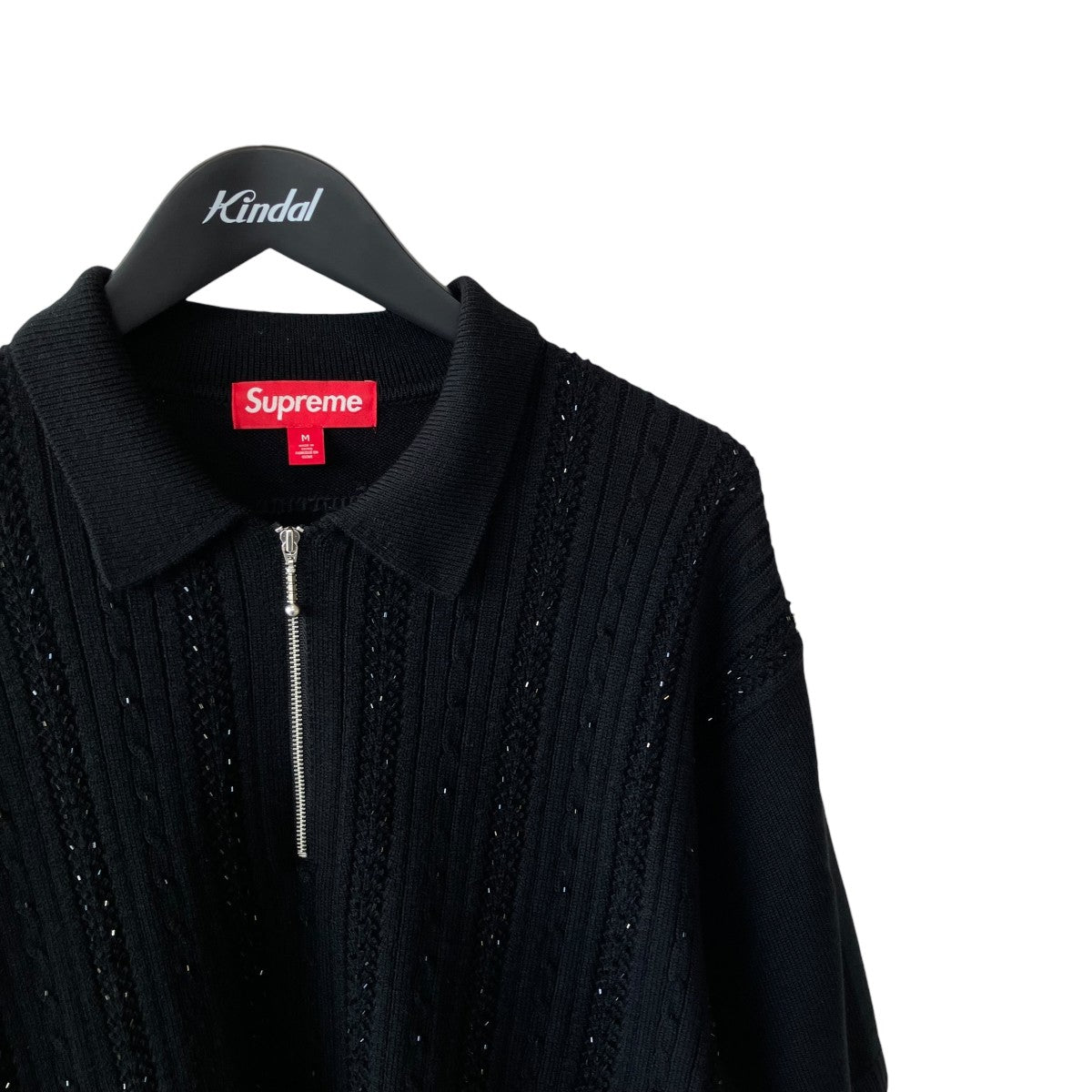 26SSBeaded Zip S S Polo Sweaterハーフジップポロシャツ