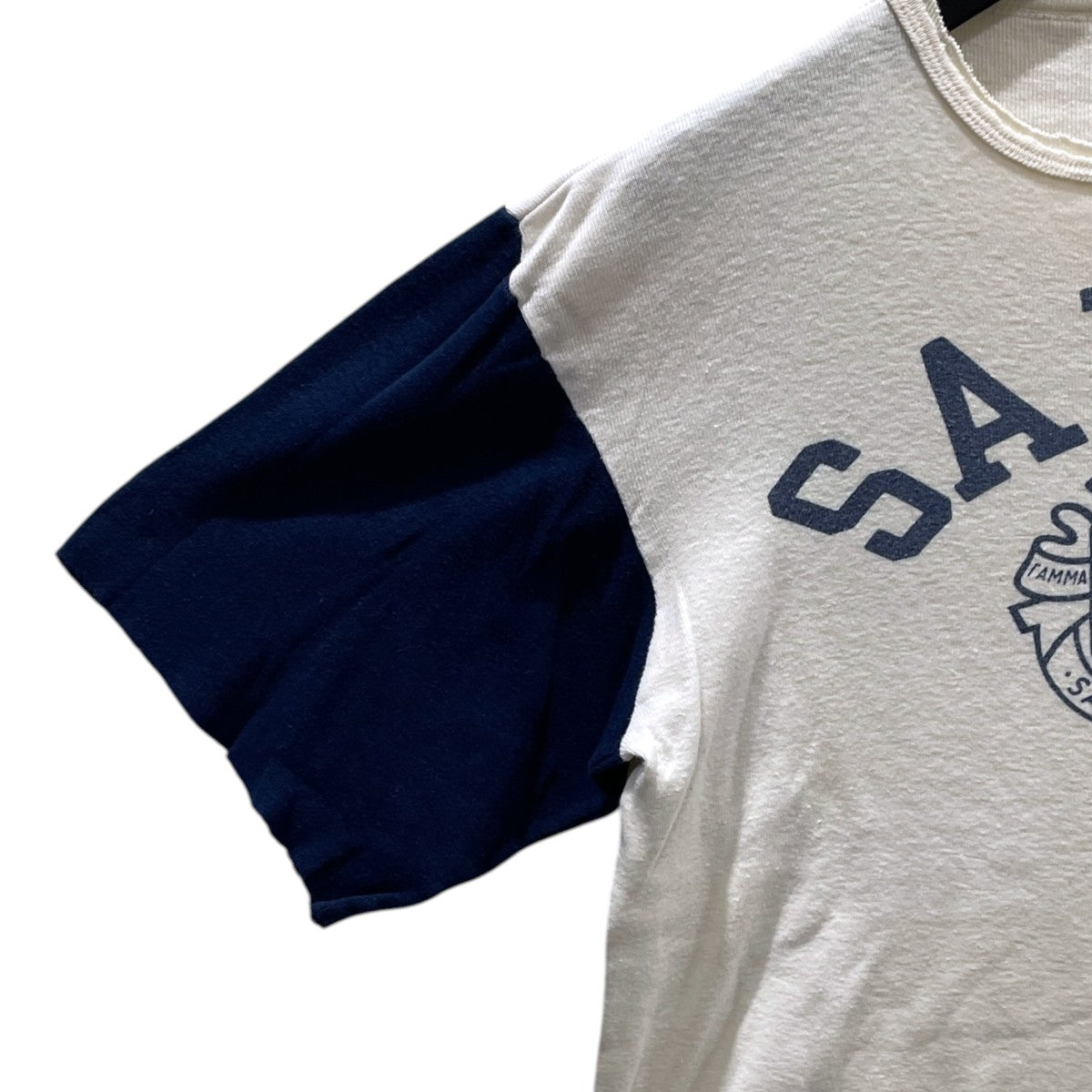 70〜80s カレッジプリントフットボールTシャツ 染み込みプリント SALEM セーレム バータグ 後期