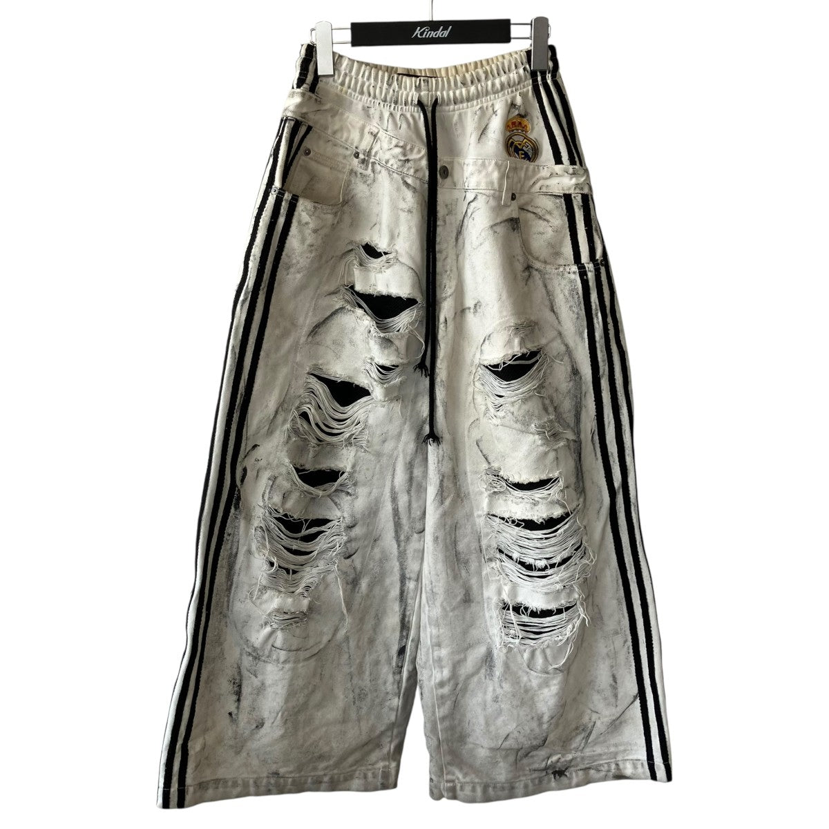 DISTRESSED STRIPE LAYERED DENIMトラックパンツ