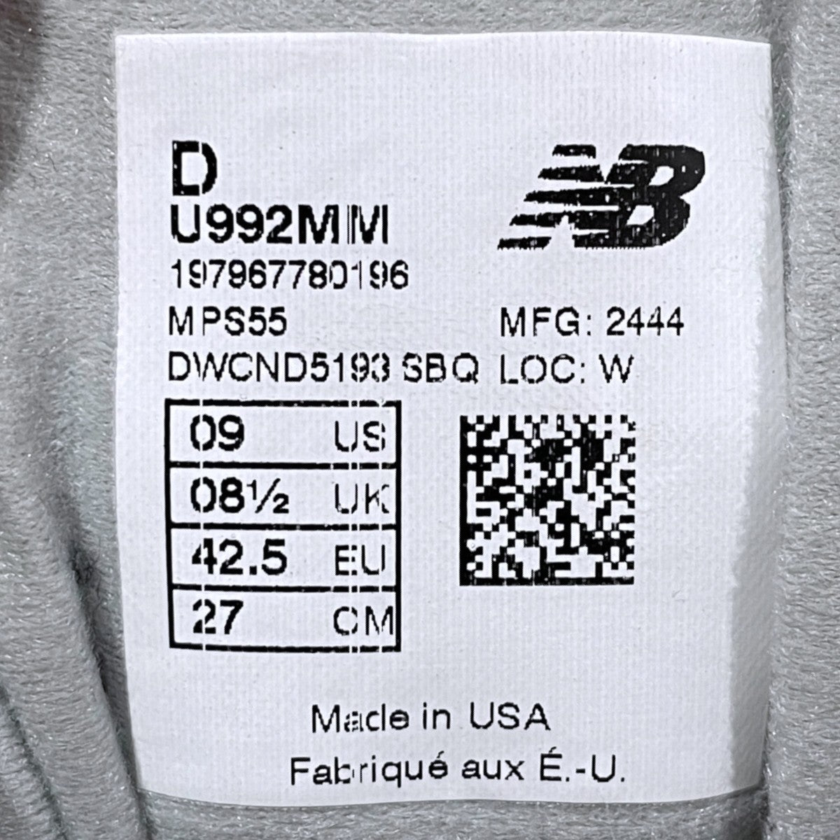 NEW BALANCE スニーカー U992MM MADE IN USA 古着・中古-9枚目のアイテム画像