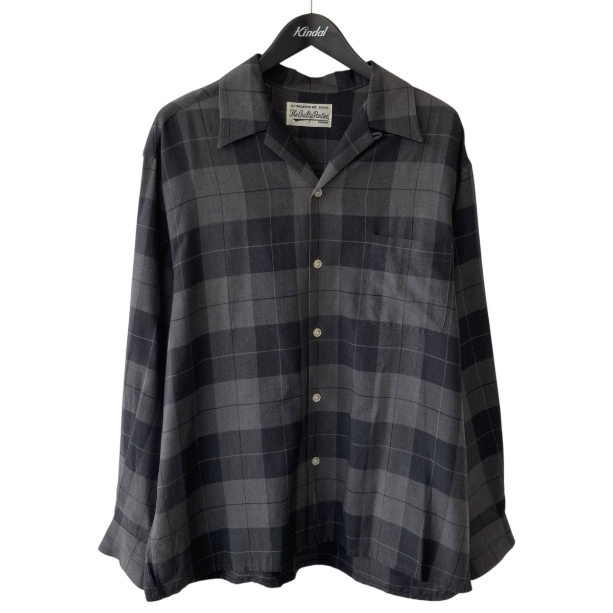 OMBRE CHECK OPEN COLLAR SHIRTチェック長袖シャツ