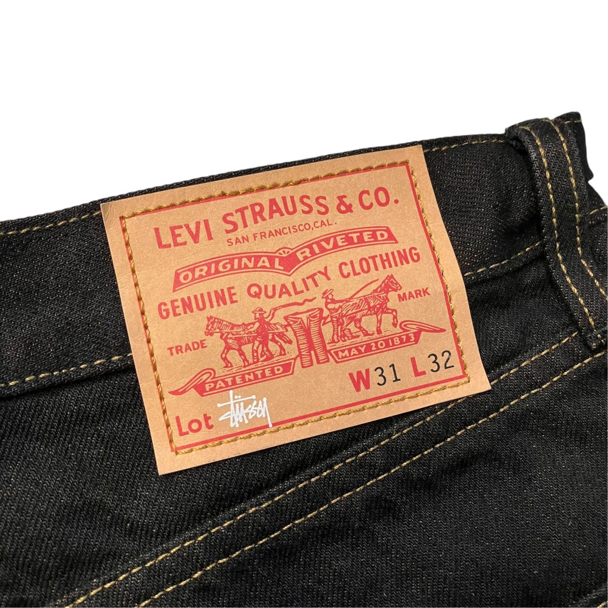 Levi's×STUSSY FM505 W31 ペイント パッチ デニムパンツ stussy×LEVI'S デニムパンツPC9-A8327-0001 PC9-A8327-0001 ブラック