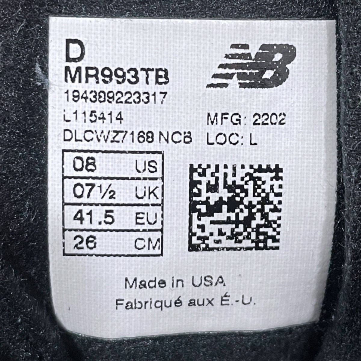 スニーカー MR993TB MADE IN USA
