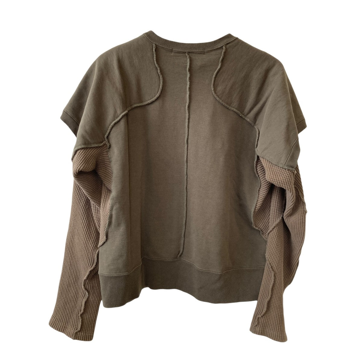 PANELLED DOUBLE LAYER C／N SWEATレイヤード 長袖トップスNF242T03