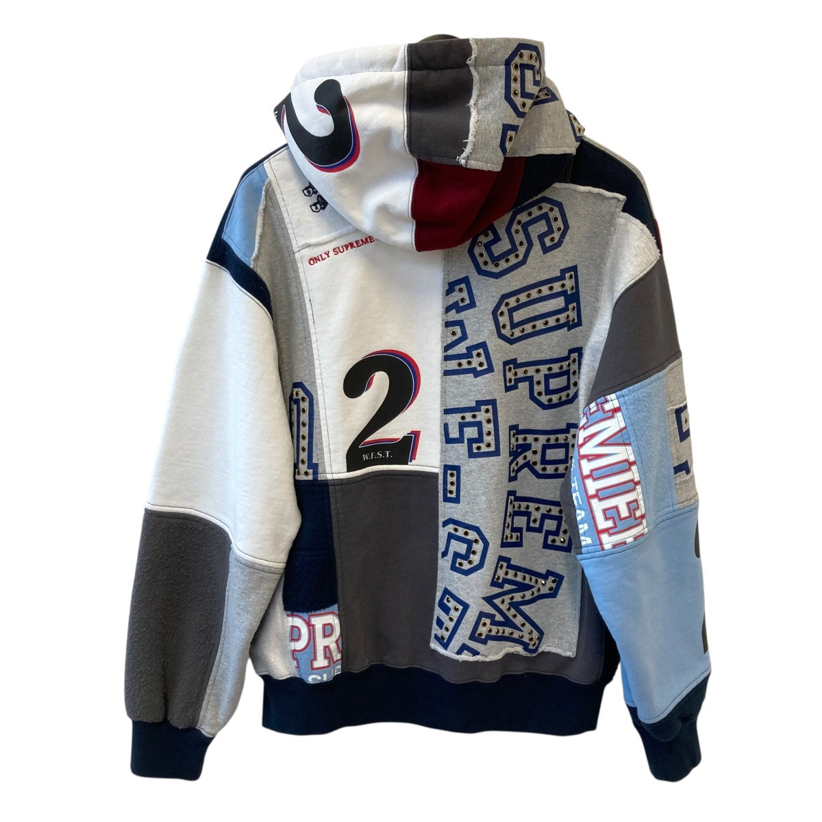 Patchwork Zip Up Hooded Sweatshirパッチワークジップパーカー