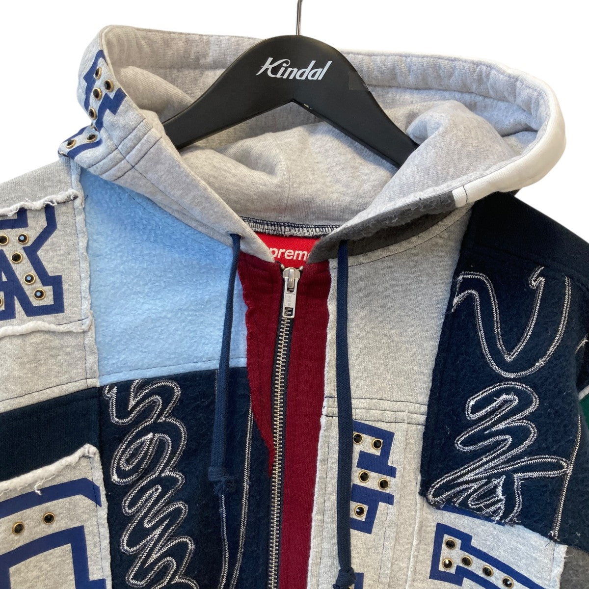 Patchwork Zip Up Hooded Sweatshirパッチワークジップパーカー