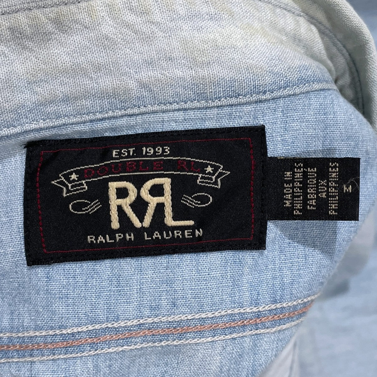 RRL 加工シャンブレーシャツ Painted Chambray Workshirt ペインテッドシャンブレーワークシャツ 782658836001 古着・中古-9枚目のアイテム画像