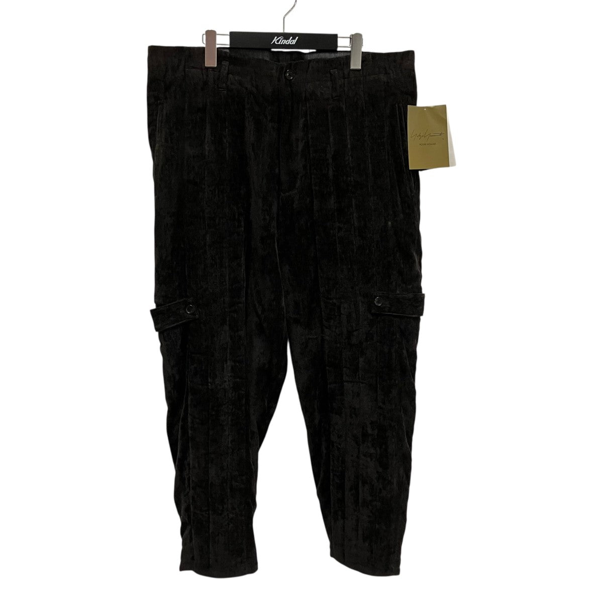 Yohji Yamamoto pour homme 25AWLINEN VELVET TAB DETAIL PADDED PANTSパンツHL-P17-314 古着・中古-1枚目のアイテム画像